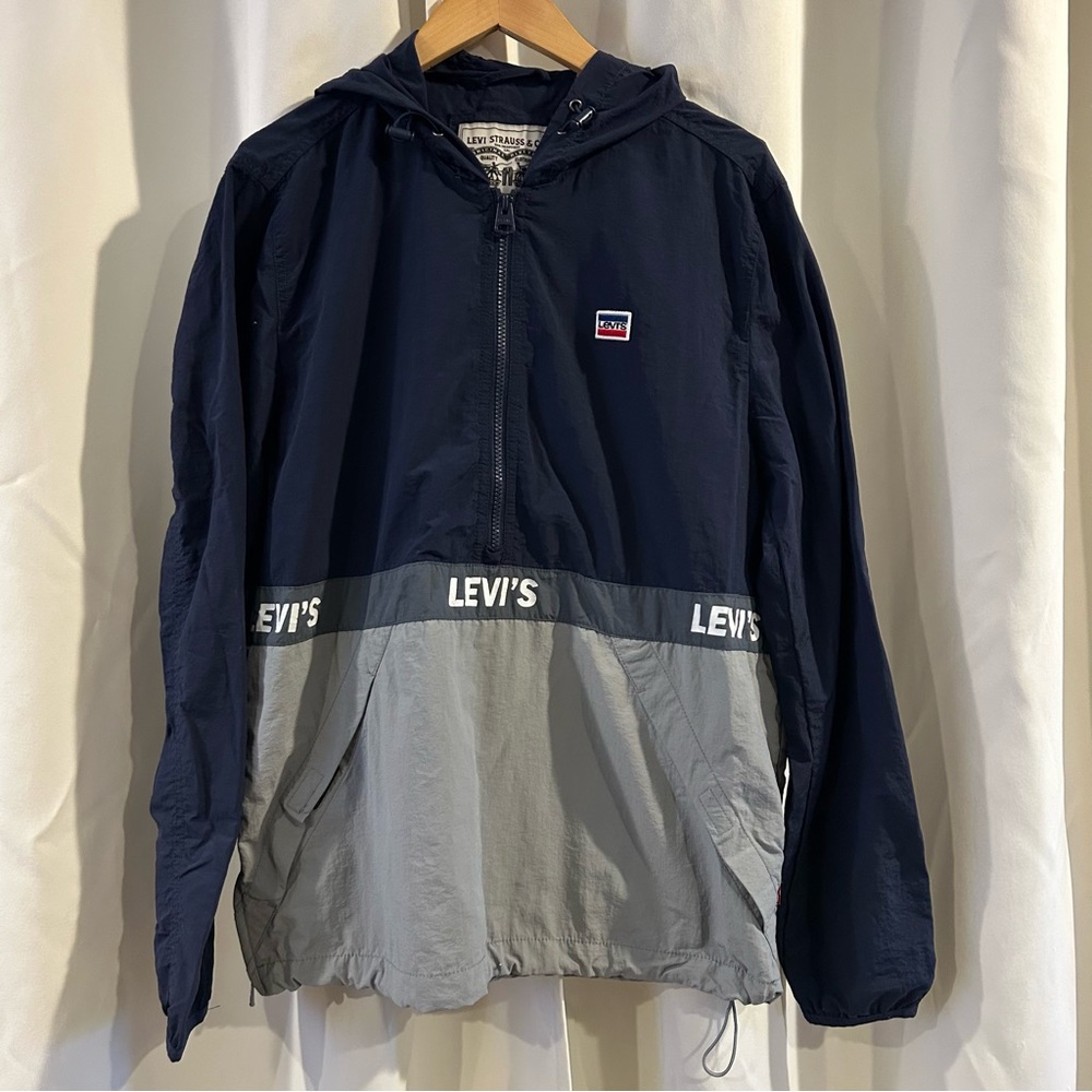 Levi's Lightweight Retro Hooded Color Block Popover Jacket Windbreaker Mens M